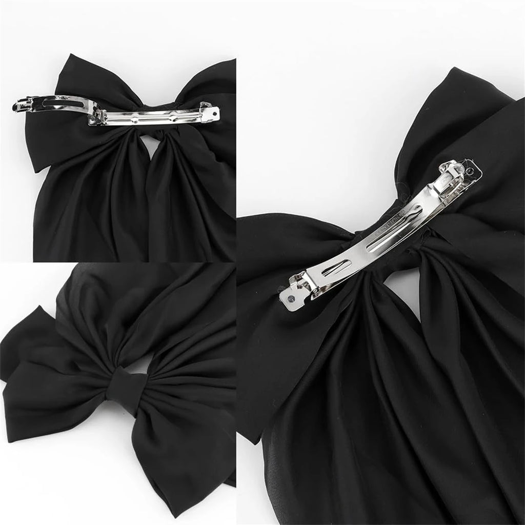8 Pcs Trending Womans Oversized Bowknot Classy Hair Bow Solid Color Hair Clip Trendy Accessory
