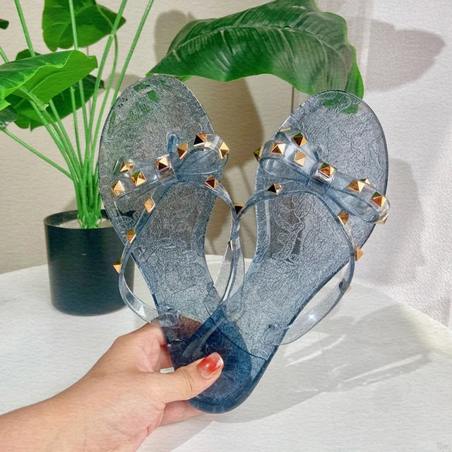 Trending Summer Jelly Slides Womans Bow Tie Fashion Sandals Flip Flop Shoes