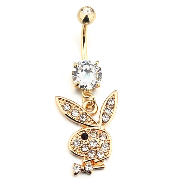 14G Stainless Steel 1Pcs Cartoon Bunny Belly Button piercing Fashion Navel Accessory