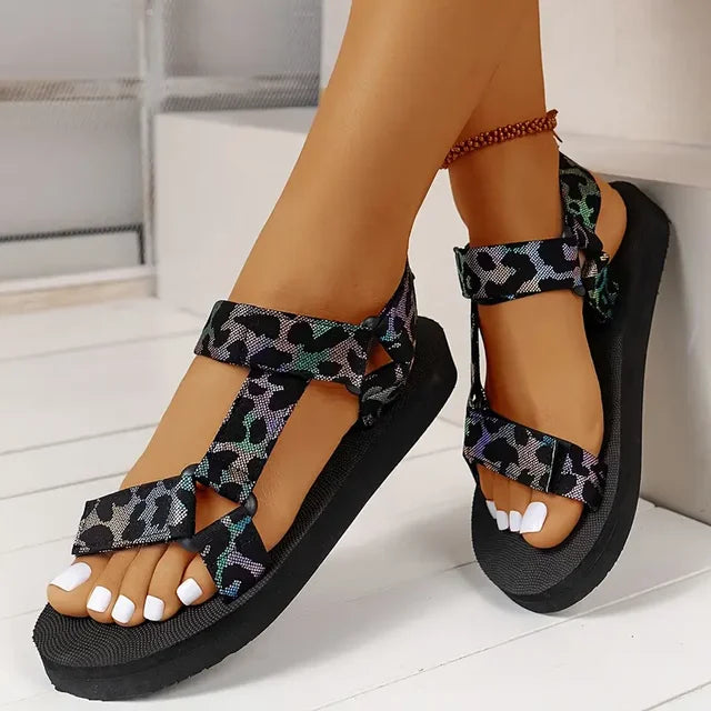 Women Fashion Gladiator Style Strap Slip On Sandals Outdoor Casual Slides Footwear