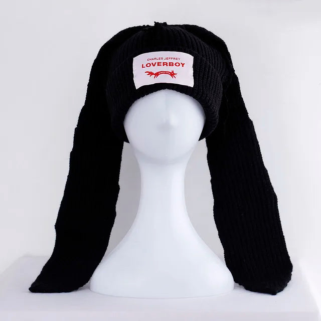 Lover Cat Ear Knitted Beanie Hat Y2K Skull Trending Bunny Ears Kpop Warm Fashion Cap