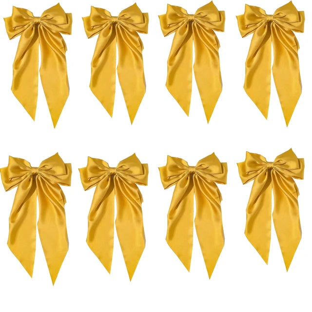 8 Pcs Trending Womans Oversized Bowknot Classy Hair Bow Solid Color Hair Clip Trendy Accessory