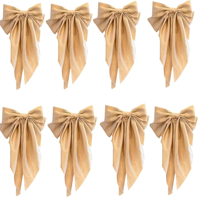 8 Pcs Trending Womans Oversized Bowknot Classy Hair Bow Solid Color Hair Clip Trendy Accessory
