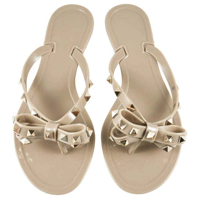 Trending Summer Jelly Slides Womans Bow Tie Fashion Sandals Flip Flop Shoes