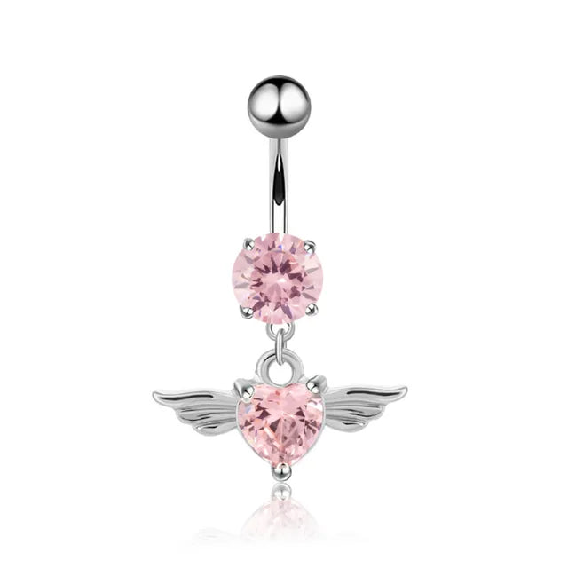 Pink Boho Navel Steel Belly Ring Piercing Jewelry Trending Style Graphic Y2k Accessory