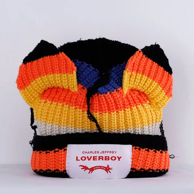 Lover Cat Ear Knitted Beanie Hat Y2K Skull Trending Bunny Ears Kpop Warm Fashion Cap