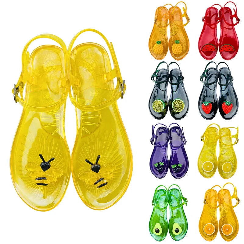 Summer Trending Fruit jelly Slides Fashion Pool Beach Strap Flip Flop Outdoor Non-slip Buckle Sandals