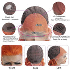 Ginger Orange Deep Wave Loose Curly Human Hair Orange Brazilian Wig 180% 200% Density Lace Front Wig