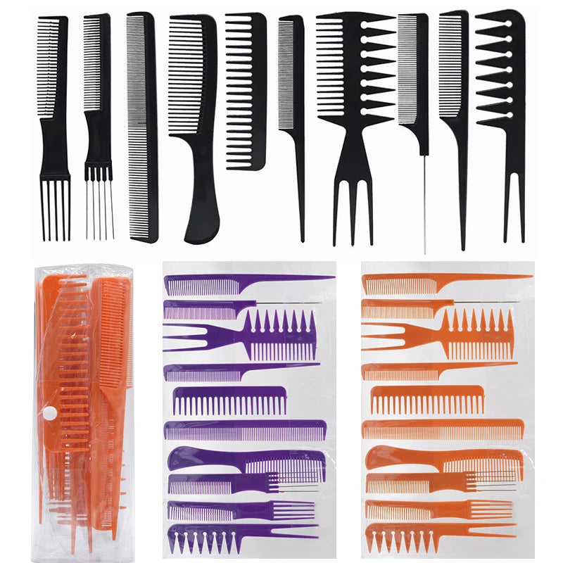 10 Pcs Portable Hairdressing Comb Set Hair Detangler Hair Care Tools