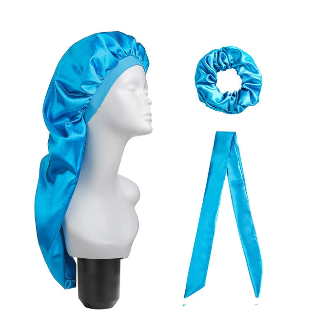 Extra Long Womens 3 pcs Bonnet Satin Silk bonnet For women