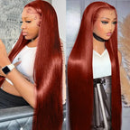 Reddish Brown Straight Human Hair Wig 13x4 13x6 Glueless HD Lace Frontal Colored Wig