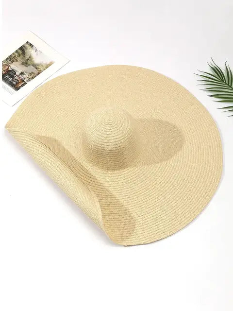 Oversized Woman’s Summer Sunhat Trending Straw Shade Sun Protection Fashion Headwear