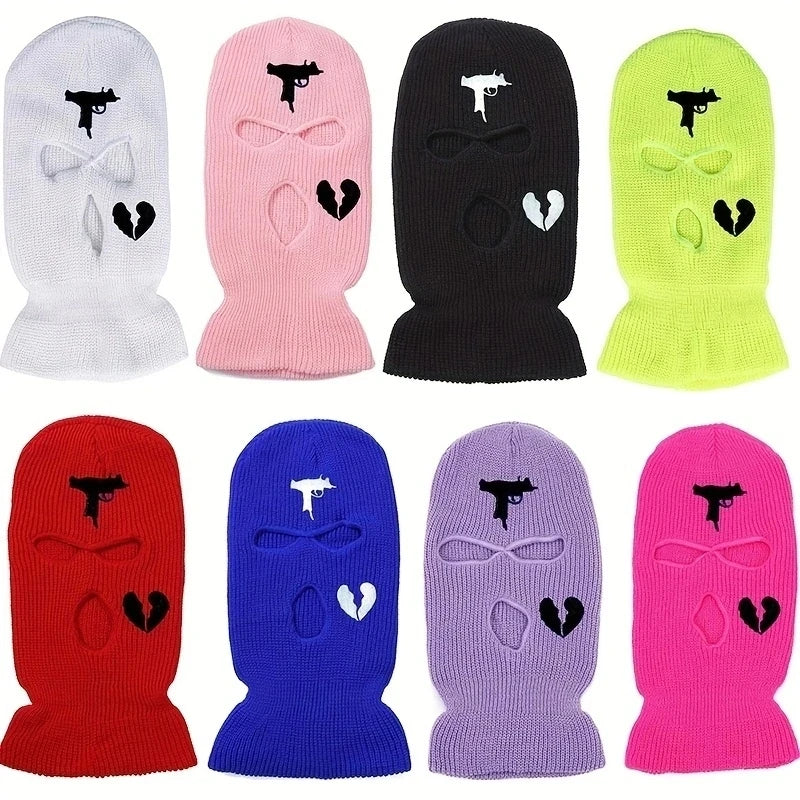 Balaclava Ski Mask Skully Broken Heart Hat Design Cap Beanie Knitted Face Cover