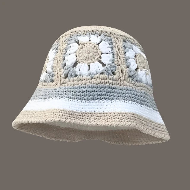 Crochet Knitted Bucket Hat Hollow Fashion Handmade Y2K Korean Fashion Design Cap