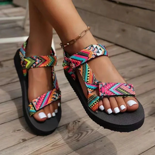 Women Fashion Gladiator Style Strap Slip On Sandals Outdoor Casual Slides Footwear