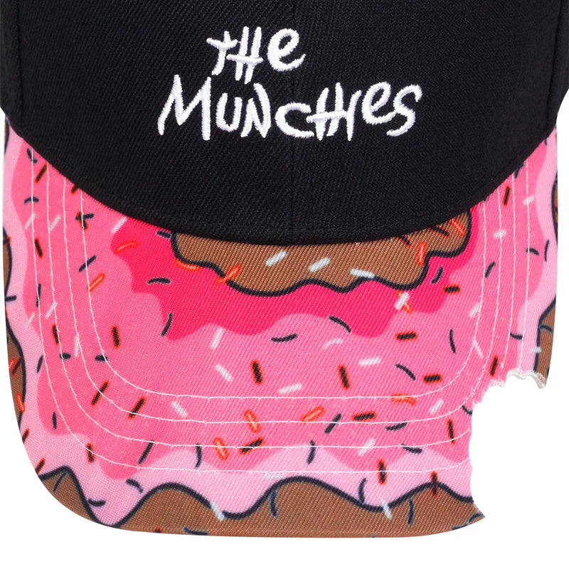 The Munchies Hat Trending Doughnut Bite Breathable Baseball Snap Back Hat
