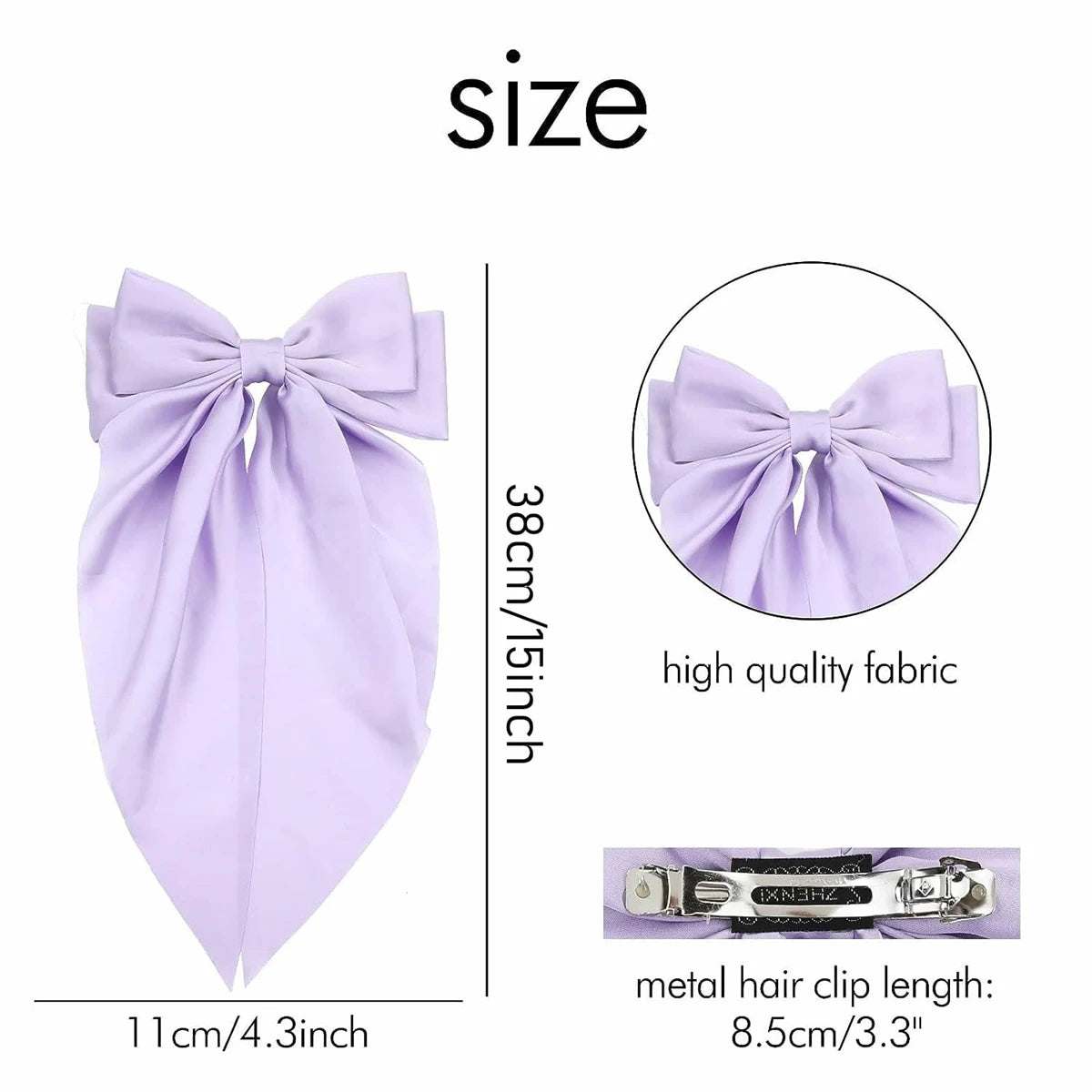 8 Pcs Trending Womans Oversized Bowknot Classy Hair Bow Solid Color Hair Clip Trendy Accessory