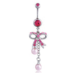 Pink Boho Navel Steel Belly Ring Piercing Jewelry Trending Style Graphic Y2k Accessory