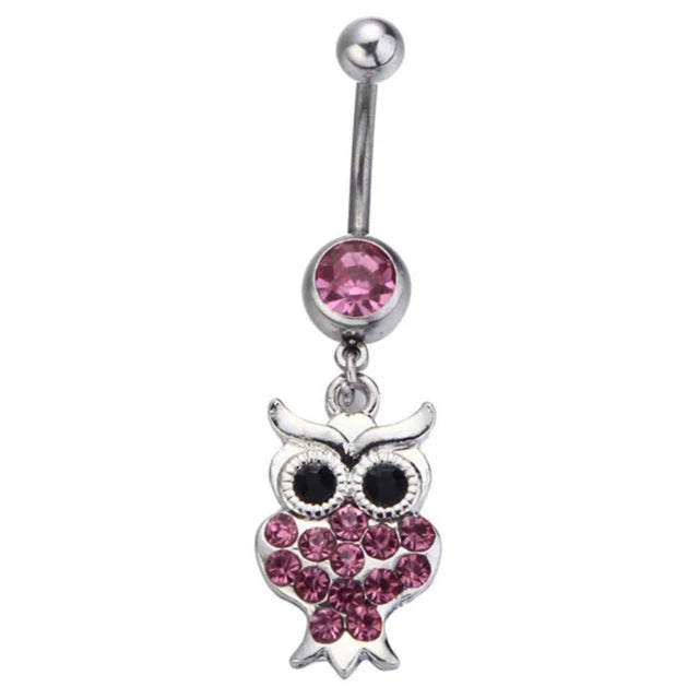 Pink Boho Navel Steel Belly Ring Piercing Jewelry Trending Style Graphic Y2k Accessory