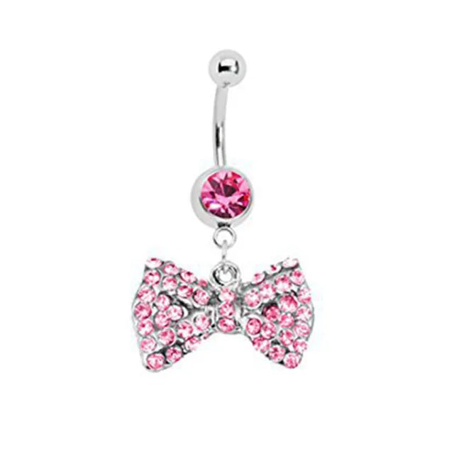 Pink Boho Navel Steel Belly Ring Piercing Jewelry Trending Style Graphic Y2k Accessory