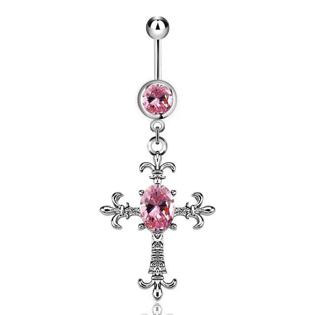 Pink Boho Navel Steel Belly Ring Piercing Jewelry Trending Style Graphic Y2k Accessory