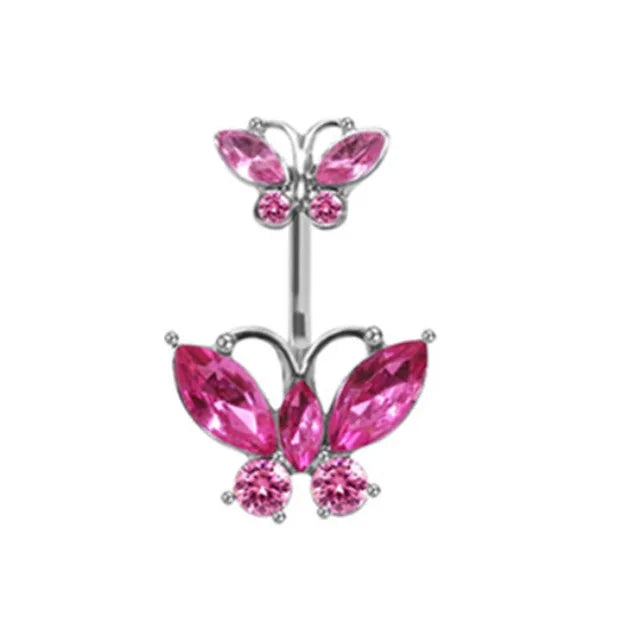 Pink Boho Navel Steel Belly Ring Piercing Jewelry Trending Style Graphic Y2k Accessory