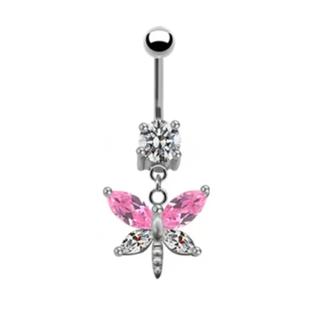 Pink Boho Navel Steel Belly Ring Piercing Jewelry Trending Style Graphic Y2k Accessory