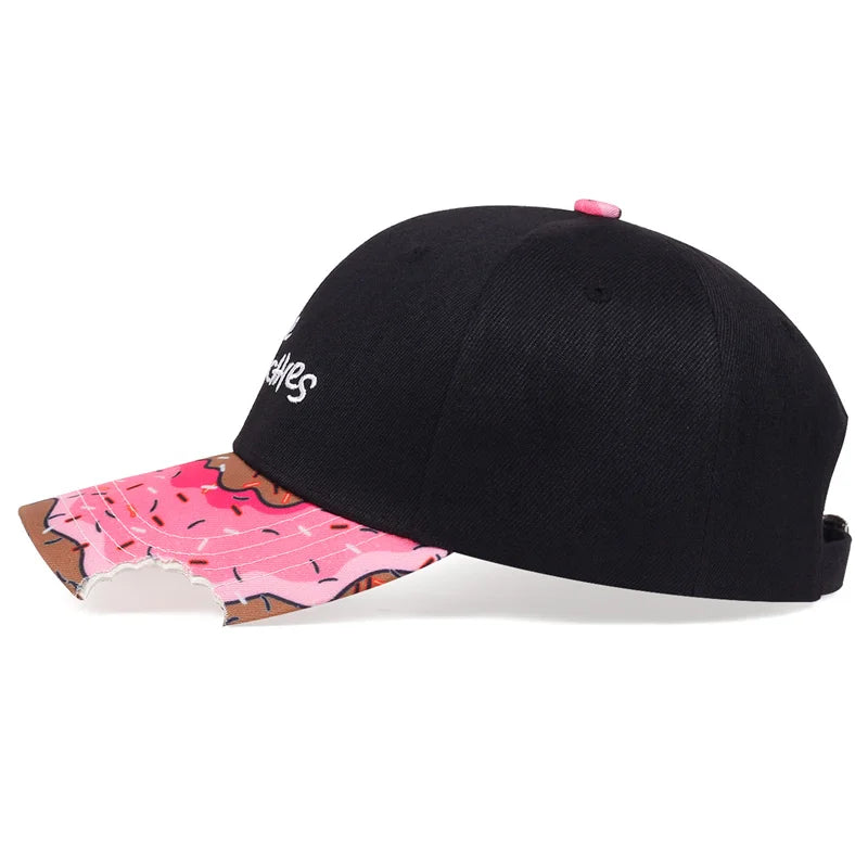 The Munchies Hat Trending Doughnut Bite Breathable Baseball Snap Back Hat
