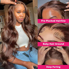 Natural Chocolate Brown #4 Body Wave Curl 150% 180% Density Loose Curly Human Hair Brazilian Lace Wig