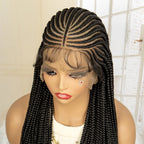 36 Inch Full Lace Fulani Box Braid Synthetic Lace Front Pre Styled Braided Wig