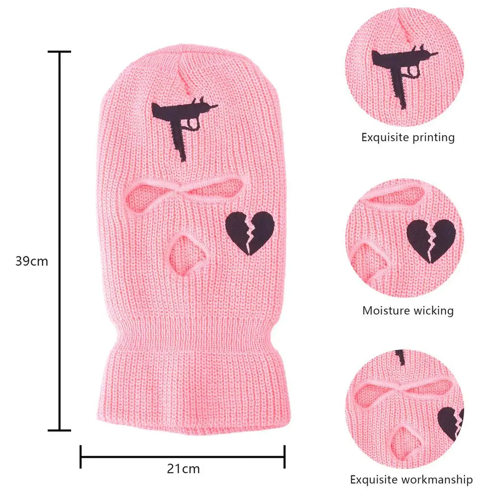 Balaclava Ski Mask Skully Broken Heart Hat Design Cap Beanie Knitted Face Cover