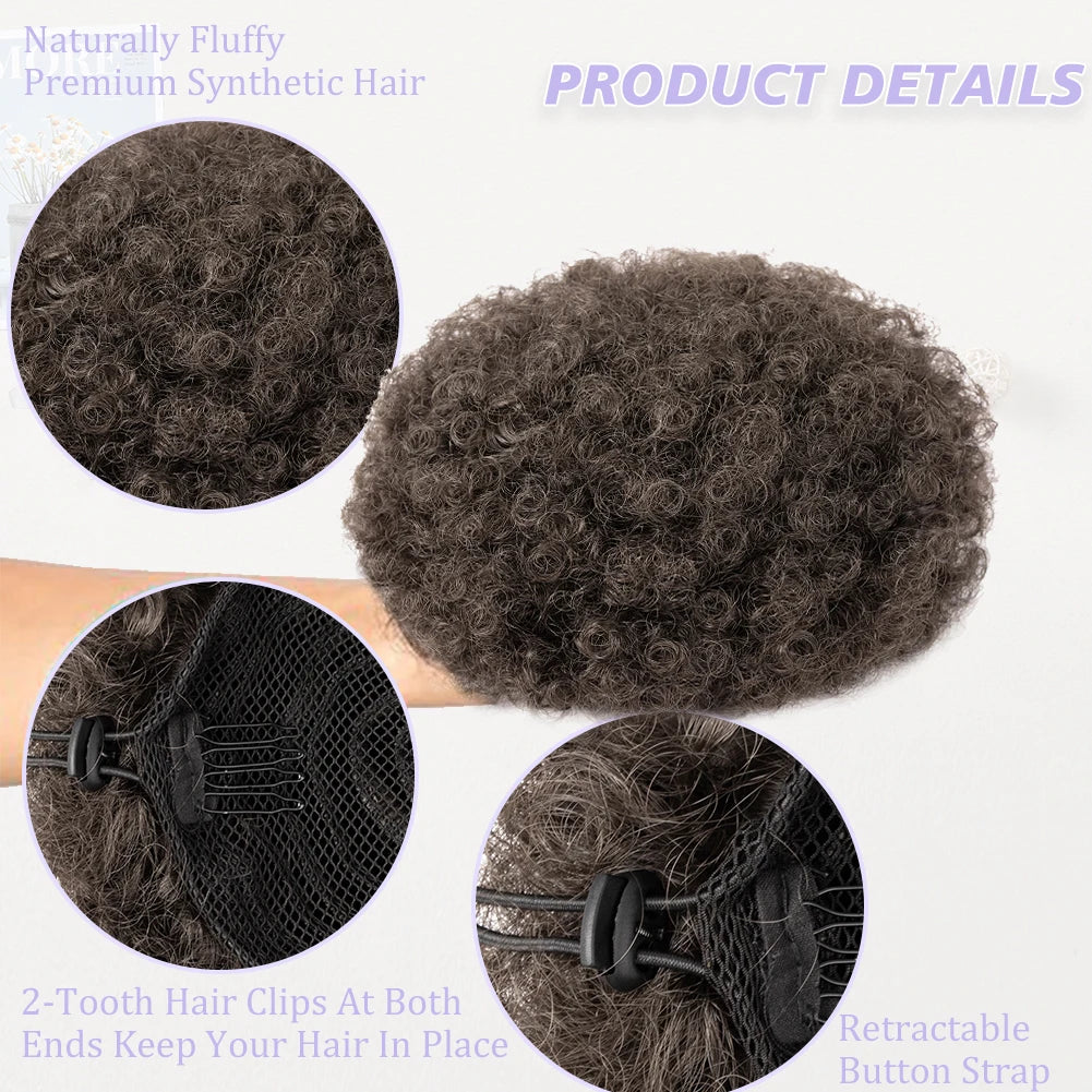 Synthetic 6 inch Drawstring Ponytail Natural Hair Extension Hairpiece