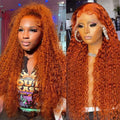 Ginger Orange Deep Wave Loose Curly Human Hair Orange Brazilian Wig 180% 200% Density Lace Front Wig