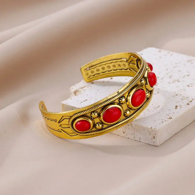 Stainless Steel Gold Plated Bracelet Woman Accessory 58-60mm  Trending Jewelry