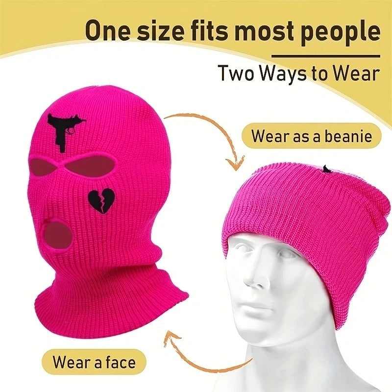 Balaclava Ski Mask Skully Broken Heart Hat Design Cap Beanie Knitted Face Cover
