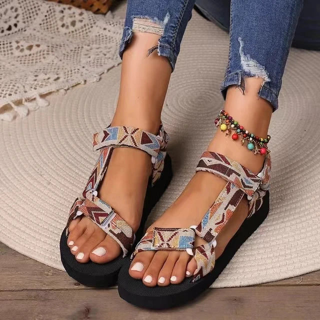 Women Fashion Gladiator Style Strap Slip On Sandals Outdoor Casual Slides Footwear