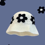 Crochet Knitted Bucket Hat Hollow Fashion Handmade Y2K Korean Fashion Design Cap