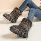 Calf Womens NEW Trending Thick Style Faux Fur Boots