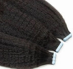 Kinky Straight Tape In Human Hair 20 Pcs Extensions 12-26 Inch Cuticle Tape Ins Extensions