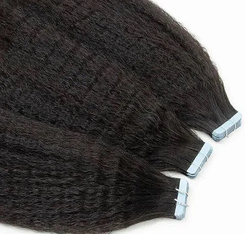 Kinky Straight Tape In Human Hair 20 Pcs Extensions 12-26 Inch Cuticle Tape Ins Extensions