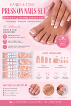 144 Pcs Set French Tip Press On Nails + Toenails DIY High Quality Set (144PCS) | Salon Look in Minutes