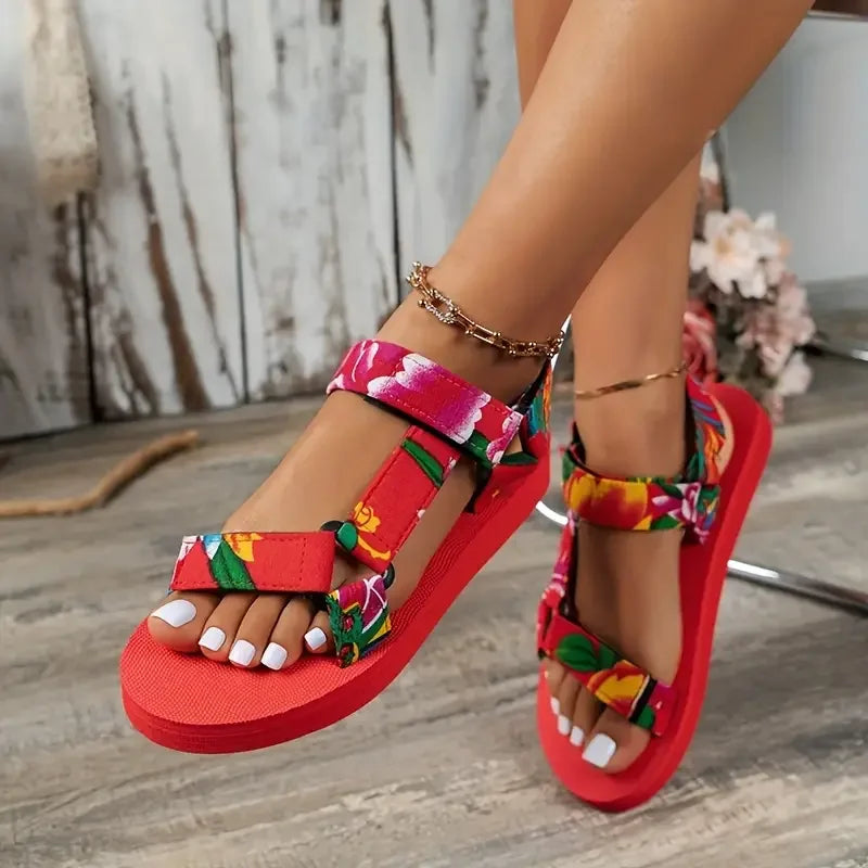 Women Fashion Gladiator Style Strap Slip On Sandals Outdoor Casual Slides Footwear