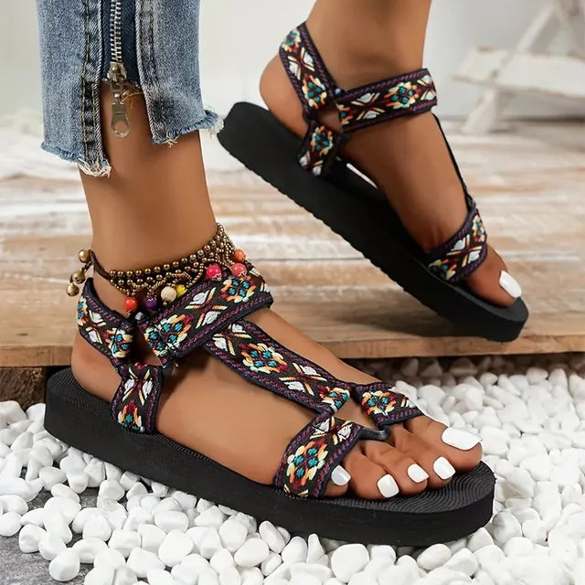Women Fashion Gladiator Style Strap Slip On Sandals Outdoor Casual Slides Footwear