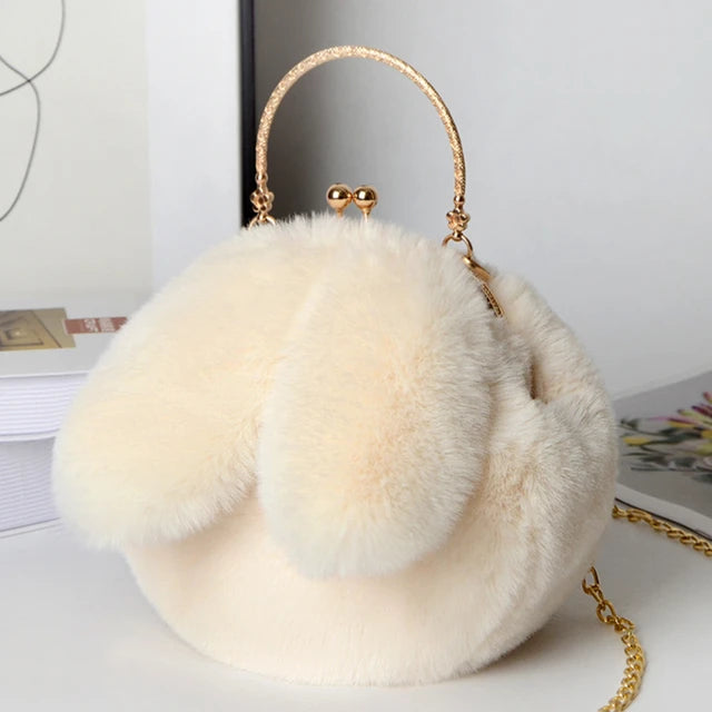 Plush Bunny Rabbit Ear Crossbody Purse Cute Girly Shoulder Handbag For girls