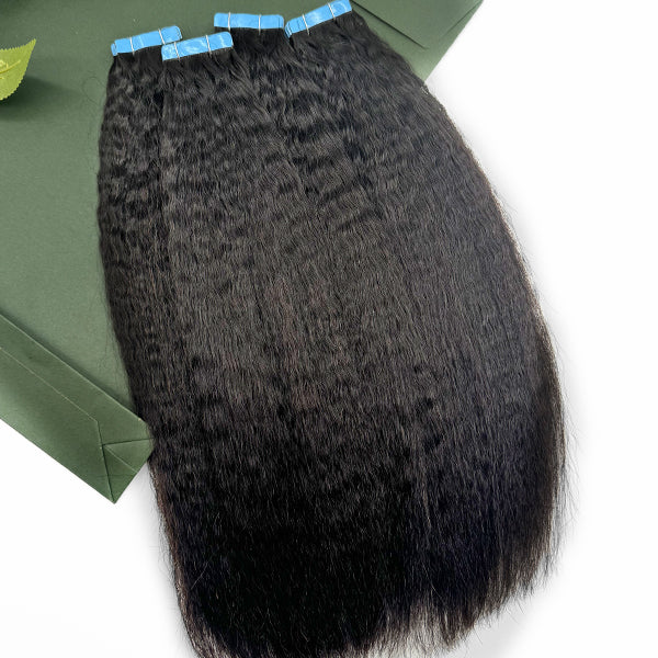 Kinky Straight Tape In Human Hair 20 Pcs Extensions 12-26 Inch Cuticle Tape Ins Extensions