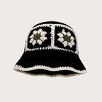 Crochet Knitted Bucket Hat Hollow Fashion Handmade Y2K Korean Fashion Design Cap