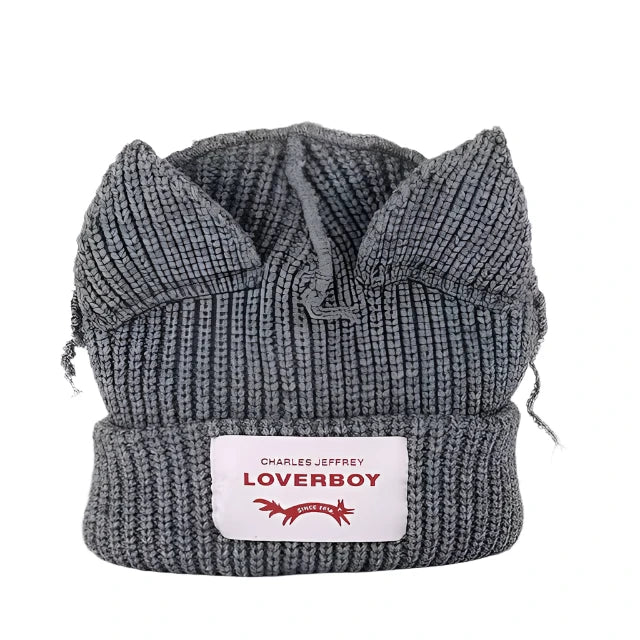 Lover Cat Ear Knitted Beanie Hat Y2K Skull Trending Bunny Ears Kpop Warm Fashion Cap