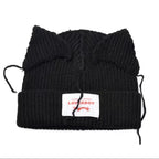 Lover Cat Ear Knitted Beanie Hat Y2K Skull Trending Bunny Ears Kpop Warm Fashion Cap