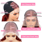 Reddish Brown Straight Human Hair Wig 13x4 13x6 Glueless HD Lace Frontal Colored Wig