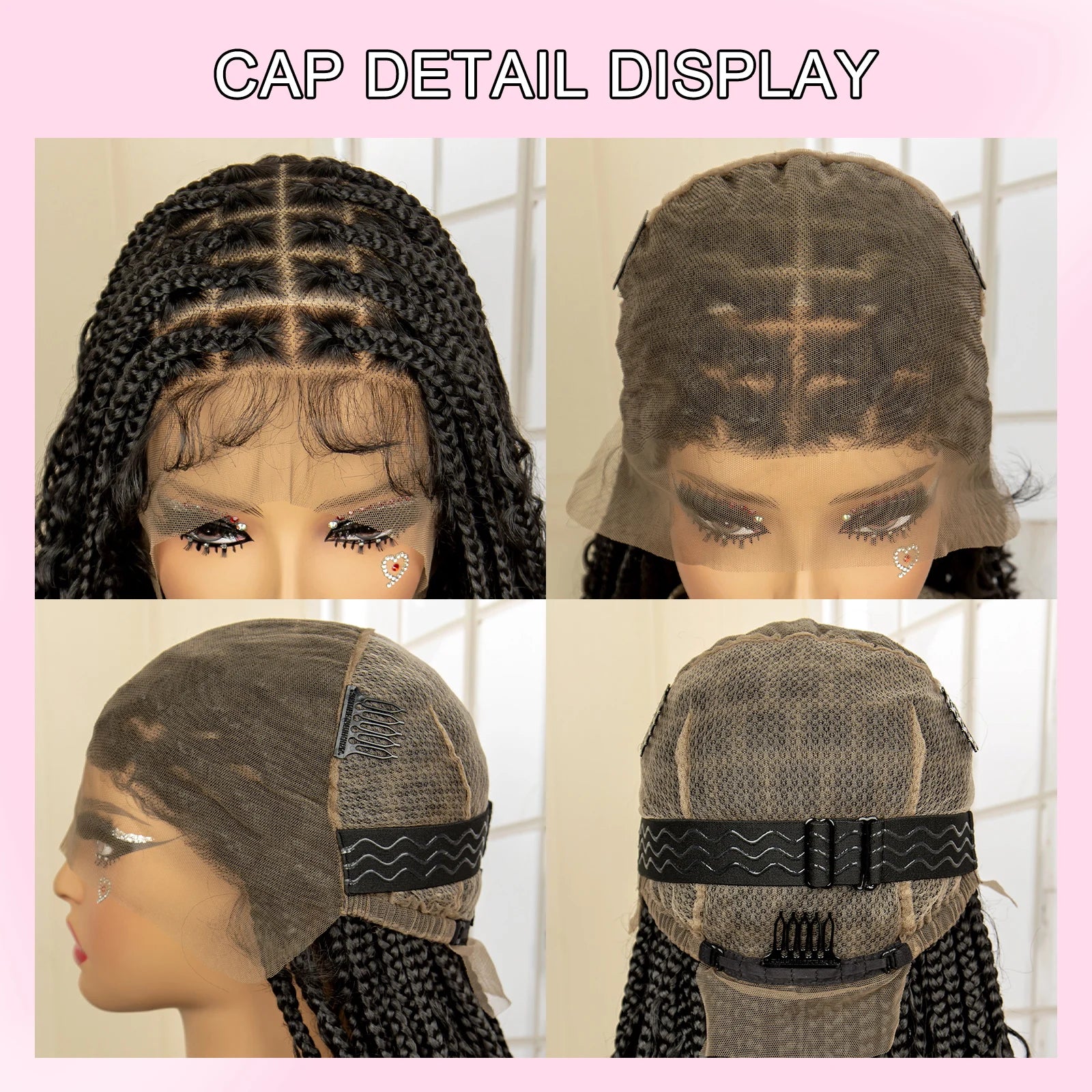 36 inch Synthetic Braided Boho Lace Wig Curly Hair Knotless Box Braids Hairstyle